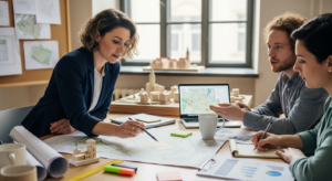 városfejlesztési eszközök bemutatása: szakértők térképet elemeznek önkormányzati műhelyben